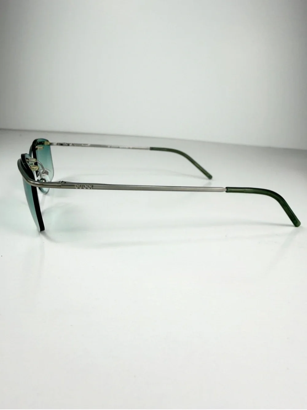 Gucci DeadStock Tom Ford Y2K Rimless Sunglasses GG 1654 T5T Teal Brow Bar Set